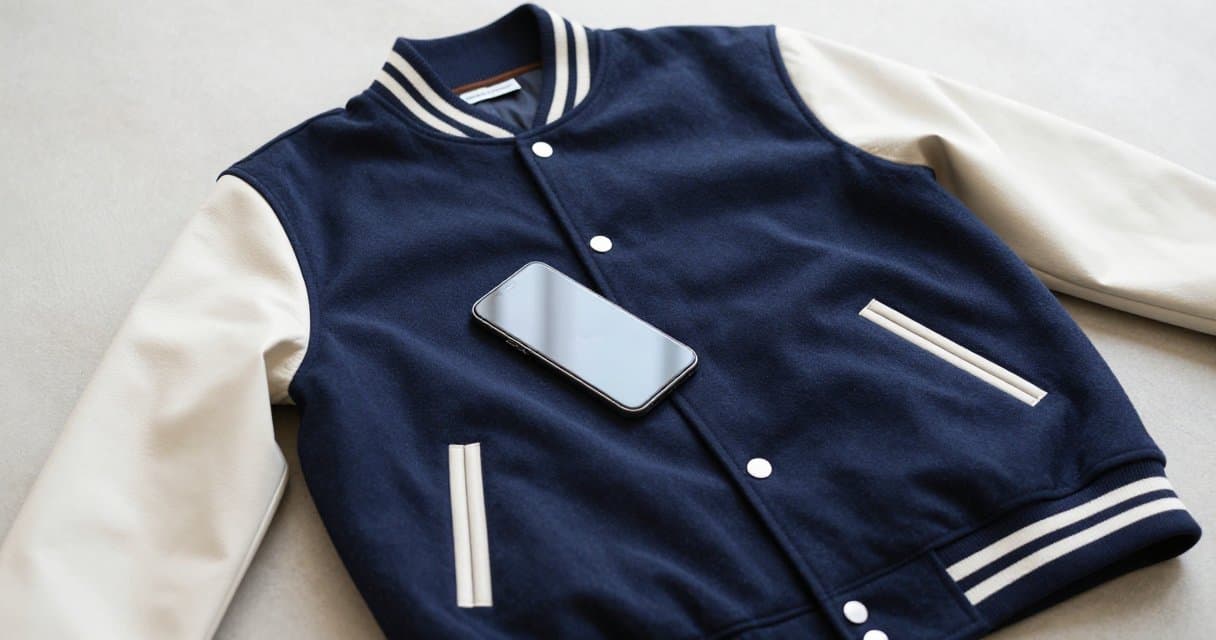 Two phone screens side by side comparing eBay active asking prices versus lower green sold prices for the same jacket